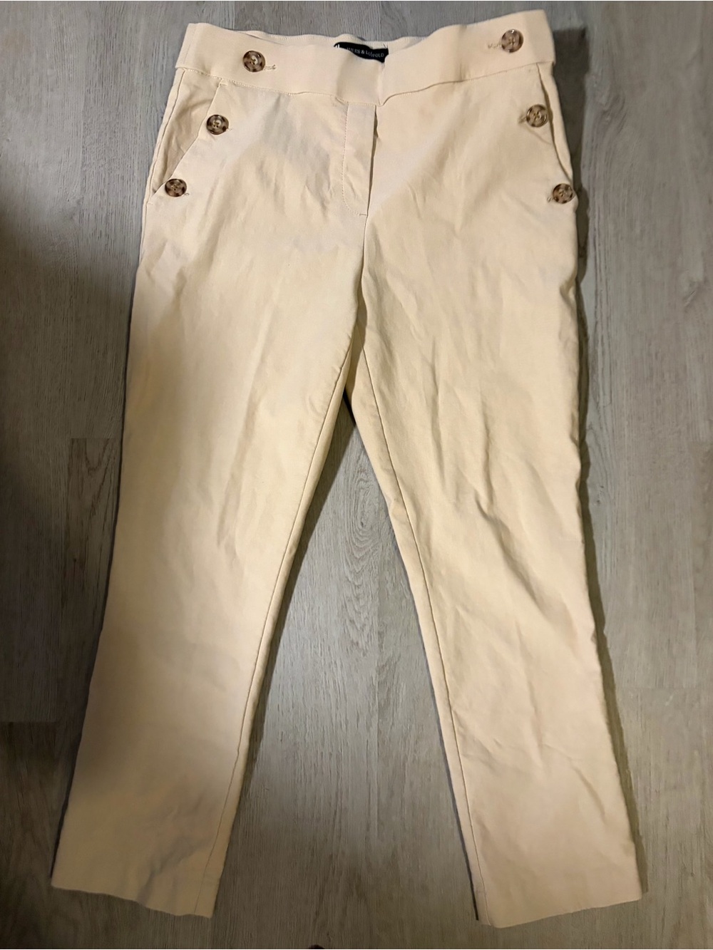 Jules & Leopold Cream Ankle Sailor Button Cropped Pants